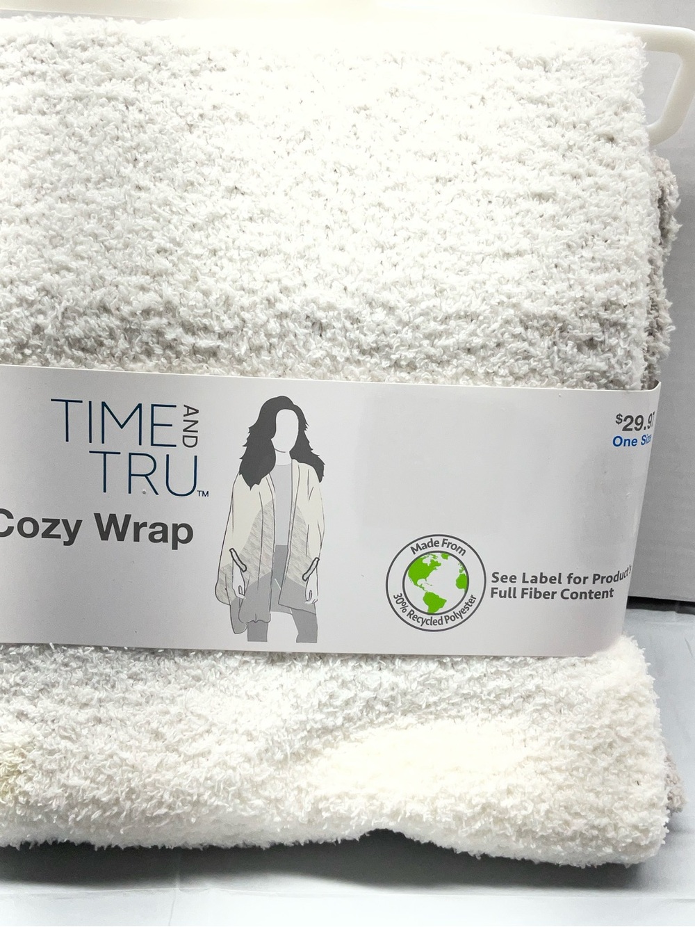 Time and Tru Plush Cozy Wrap Blanket - White